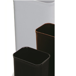 Black, or Brown UL 8 quart fire resistant wastebasket.