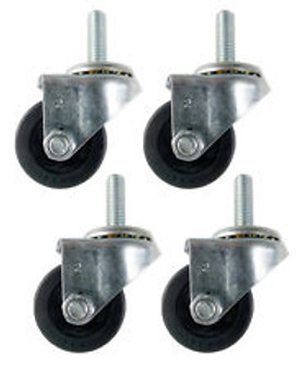 2" Rubber Wheel w Push Stem Casters. Set of 4