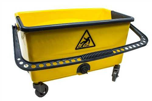 Flat Mop Bucket with perforated Grid, includes Casters & Drain