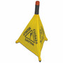 The  Caution Sign Pop-Up-Multi Lingual 3 Sided has a Flashing Warning Light available on this website; this Optional Light Flashes 1500 times in 24 Hours & is Visible for 850 Feet.