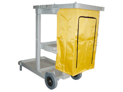 42 Janitorial Cart, 2 Shelves & Nylon Trash Bag - Black in 2023