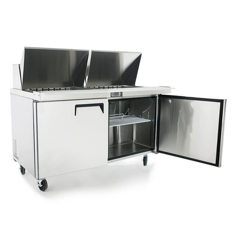 SHOP | BUY |The Atosa MSF8307 60" Mega Top Refrigerated Salad / Sandwich Prep Table is full of great features. It has a swinging door, adjustable shelves and great interior cubic footage. Stainless steel construction ensures that your kitchen looks stylish while prolonging product life. The door is ergonomically designed for your ease