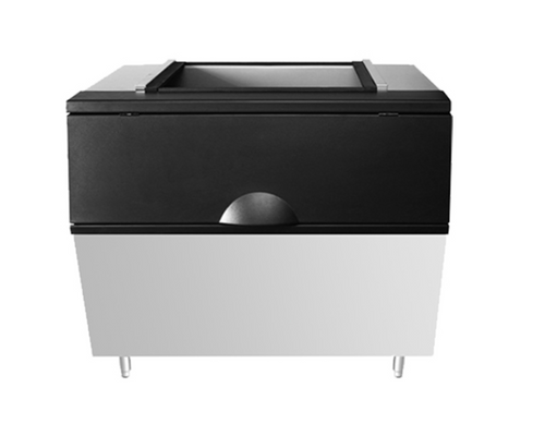 BUY | SHOP | ATOSA CYR700P Ice Bin, 48-1/4"W, 700 lb. storage capacity, top-hinged slanted black plastic door, 6" adjustable legs, includes: ice scoop & bin adapter, ETL, ETL-Sanitation