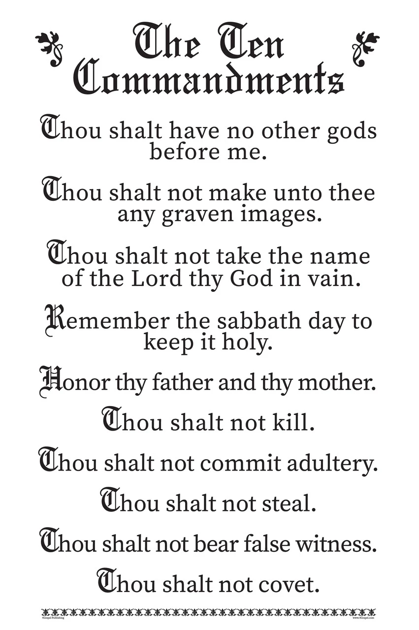 10 Commandments Invisible The Ten Commandments Wall Chart 32