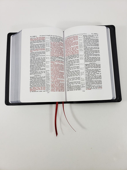 Cameo Reference Bible, Wide Margin, Handsize, KJV (Red Calfskin Leather)