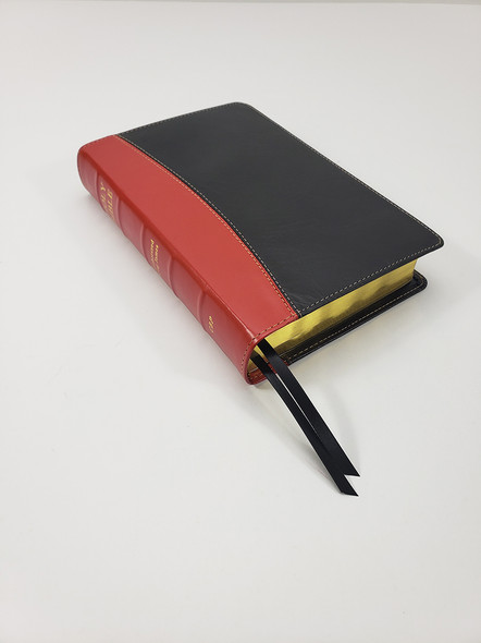 Cameo Reference Bible, Wide Margin, Handsize, KJV (Red/Black Calfskin Leather)