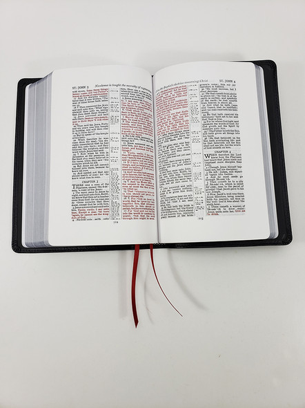 Cameo Reference Bible, Wide Margin, Handsize, KJV (Red/Black Calfskin Leather)