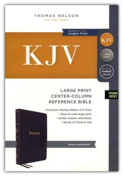 Large Print Center-Column Reference Bible, Indexed (Brown Leathersoft) KJV