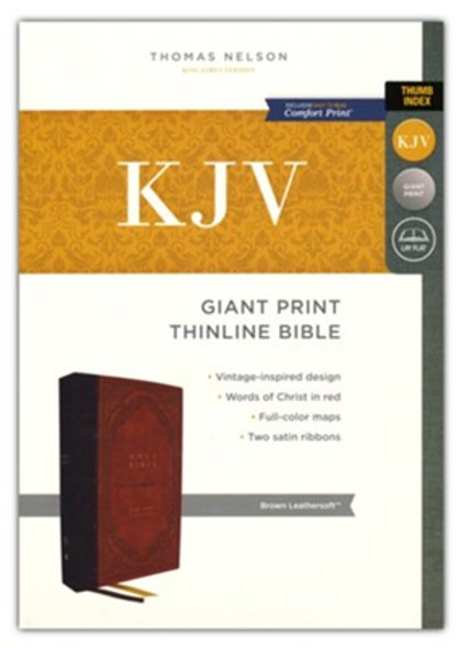 Giant Print Thinline Bible, Vintage Series, Indexed, KJV (Imitation, soft leather-look, Brown)