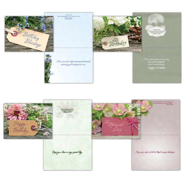 Birthday: Floral Tags (Boxed Cards) 12-pack