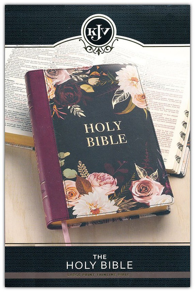 Large Print Thinline Bible, Indexed, KJV (Imitation, Burgundy/Black Floral)