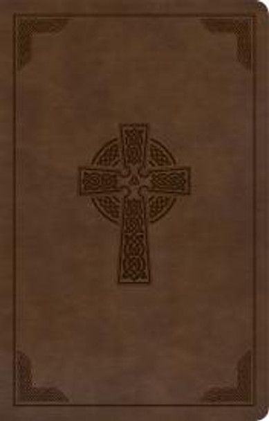 Large Print Personal Size Reference Bible, Indexed, KJV (Imitation, soft leather-look, Brown with Celtic cross)