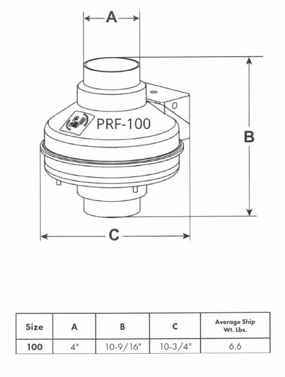 S&P 4" Inline Radon Mitigation Fan Fully Sealed