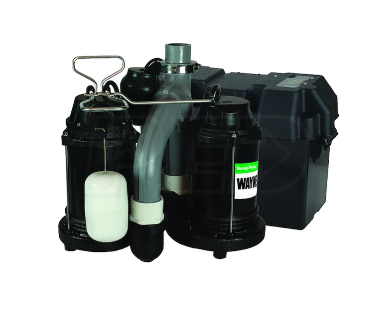 Wayne 1/2 HP Combo Battery Backup System, Vertical Float Switch, Coated Steel & Cast Iron