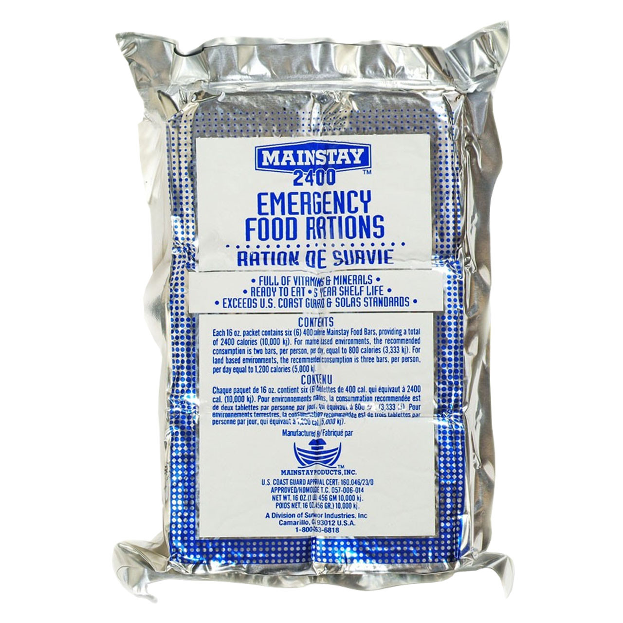 Survival Tabs Mainstay Emergency Food Bars 2400 Calorie Ration