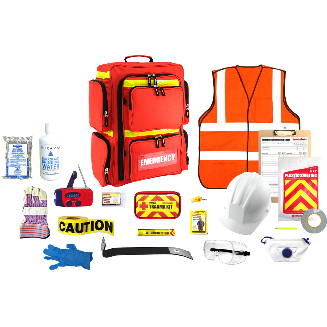 Earthquake Zone 3-Day Staff Backpack Survival Kit - School Classroom  Emergency Kits