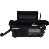 Top view of the Kaito Voyager KA500L emergency radio showing solar panel and carry strap
