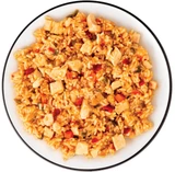 Prepared ReadyWise Treeline teriyaki chicken and rice served in a bowl