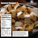 ReadyWise roasted chicken serving with nutrition facts and ingredients label