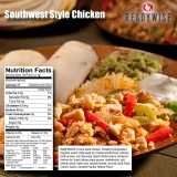 ReadyWise southwest style chicken serving with nutrition facts label