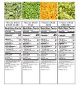 ReadyWise Freeze Dried Emergency Vegetables (720 Servings) - Nutritional Information