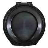 Bottom of the black snap on toilet seat lid for a 5 gallon bucket