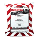 Essential Bar 3000 calorie emergency food ration in red and white striped packaging