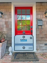 Mako Inflatable Flood Barrier installed in a home front door
