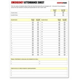 Emergency attendance sheet form for classroom student accountability