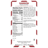 Essential Bar emergency food ration label with nutrition facts, 510 calories per square