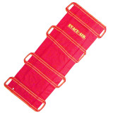 Evacu-Aid red canvas emergency stretcher unfolded with carry handles