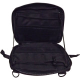 Black MOLLE IFAK pouch unzipped and open, showing interior compartments and elastic loops