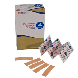 Sheer Plastic Adhesive Bandages  Sterile 3/8" x 1 1/2" Sheer Plastic Adhesive Bandages  Sterile 3/8" x 1 1/2"