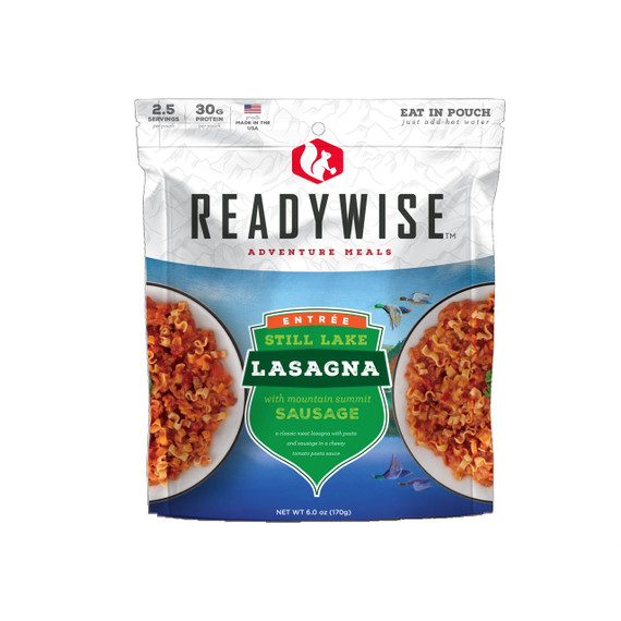 ReadyWise Adventure Meals Still Lake lasagna with sausage pouch, 2.5 servings