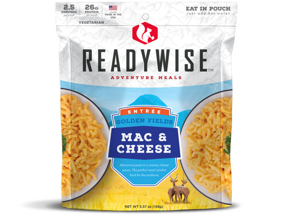 ReadyWise Adventure Meals Golden Fields mac and cheese pouch, 2.5 servings