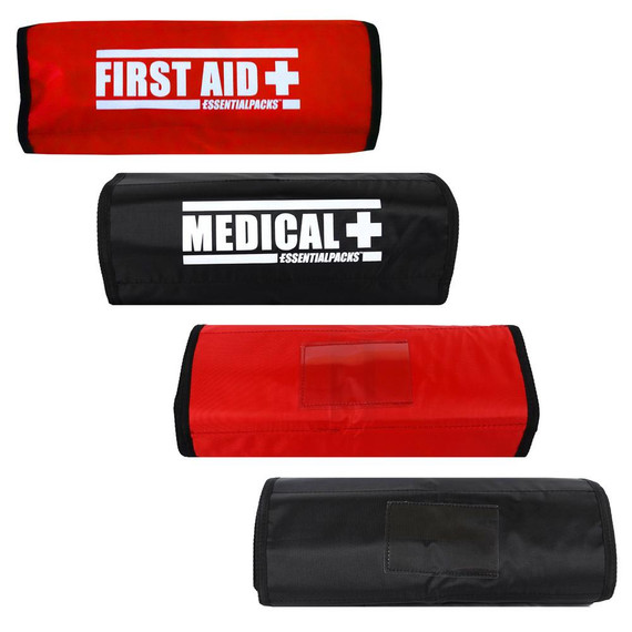 Roll-Up Organizer color options: red First Aid, black Medical, and blank red and black rolls