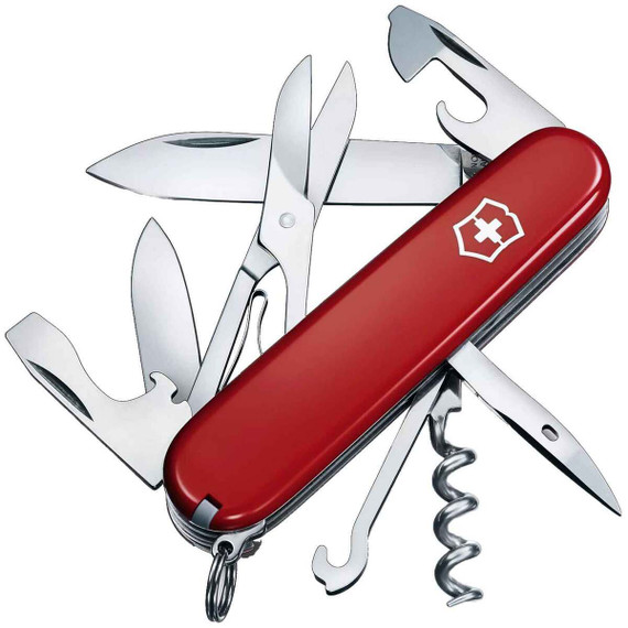 Victorinox Climber red Swiss Army knife with blades, scissors and corkscrew opened