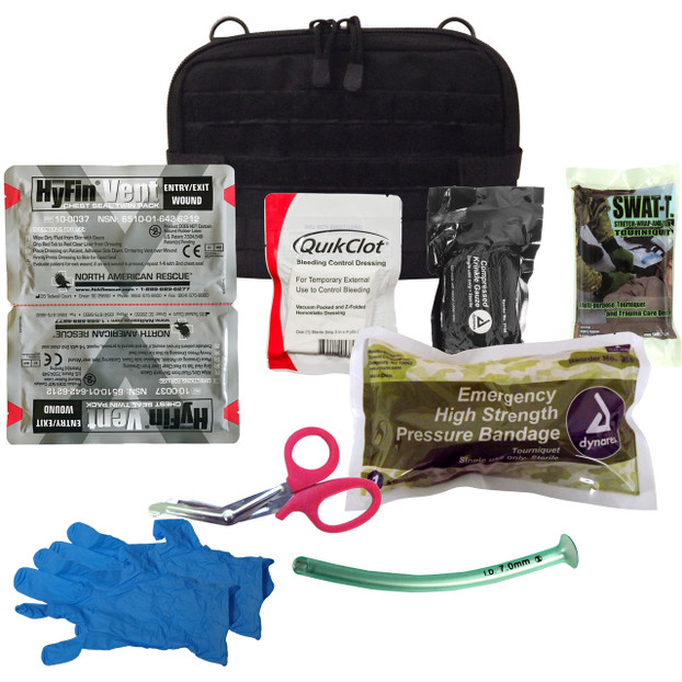 IFAK Rescue Kit - Contents (Shown with SWAT-T Tourniquet and QuickClot Options)