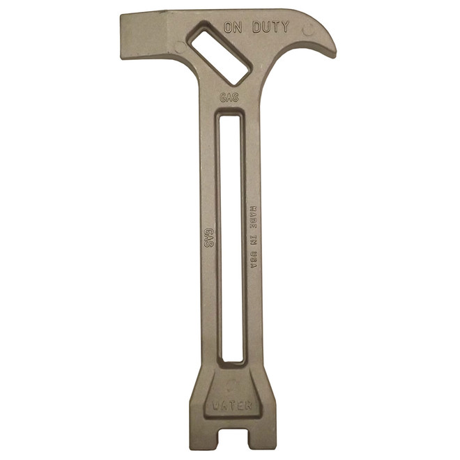 Steel 4 in 1 emergency tool for gas and water shutoff with hammer head and pry bar