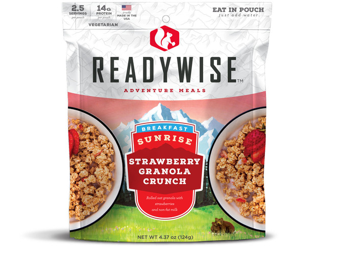 ReadyWise Adventure Meals Sunrise strawberry granola crunch pouch, 2.5 servings