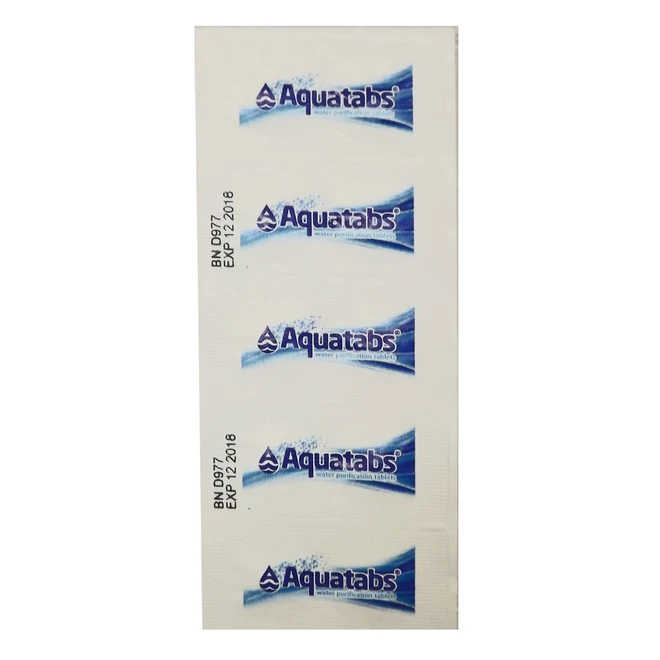 Blister strip of Aquatabs water purification tablets, 10 pack