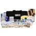 500 person deluxe trauma kit contents: black trauma bag with bandages, dressings, splints and first aid supplies