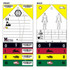 Front and back of an MT-137 triage tag with color coded severity levels and patient diagrams