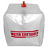 Back of the clear collapsible 5 gallon EssentialPacks water container with red Water Container lettering