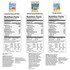 Nutrition facts for ReadyWise tomato basil soup with pasta, chicken flavored noodle soup and teriyaki and rice