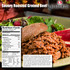 ReadyWise savory roasted ground beef serving with nutrition facts label