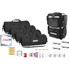 Contents of the 4 person Evacuation Emergency Kit: black duffel bags, backpack, respirators, batteries, goggles