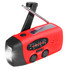 Red EP-EMR2000 multi function emergency radio with hand crank, solar panel and LED flashlight on