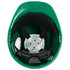 Inside of the green Premium CERT hard hat showing ratchet suspension harness