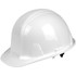 White standard hard hat with snap suspension, angle view